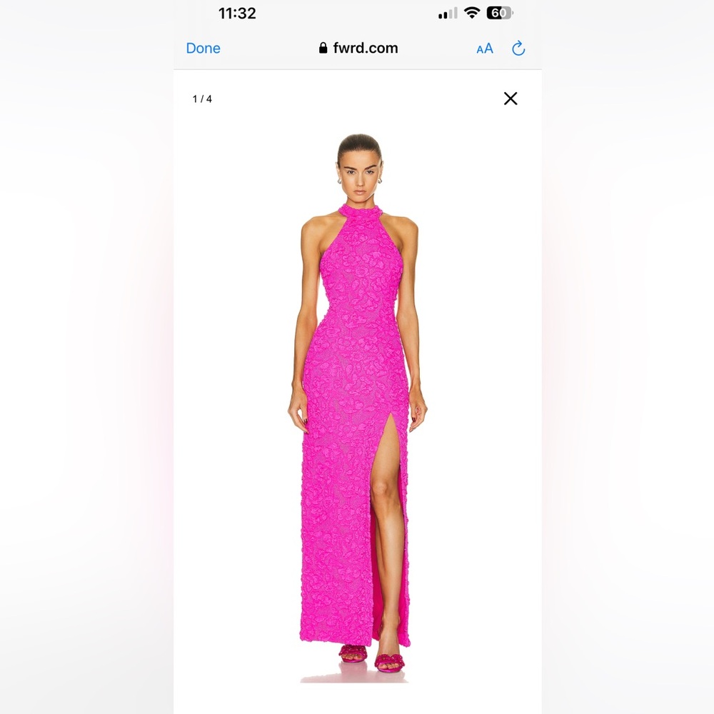 PATBO
Stretch Jacquard High Neck Maxi Dress in Neon Pink